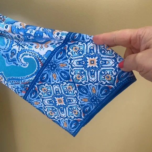 Ruby Rd womens Large Elegant Blue Paisley Dress with criss cross neckline detail - Picture 7 of 7